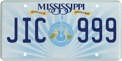 MS license plate JIC999