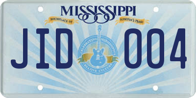 MS license plate JID004