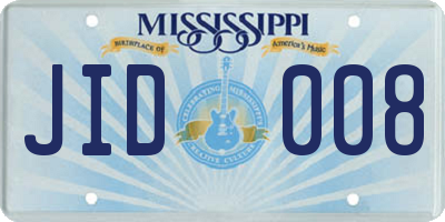 MS license plate JID008