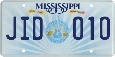 MS license plate JID010