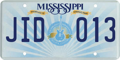 MS license plate JID013