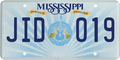 MS license plate JID019