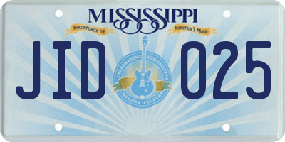 MS license plate JID025