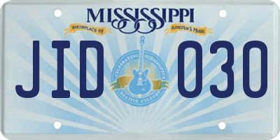 MS license plate JID030
