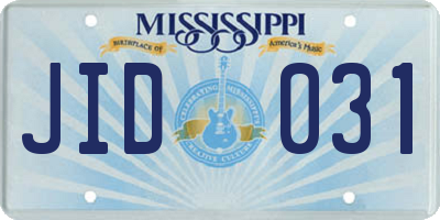 MS license plate JID031