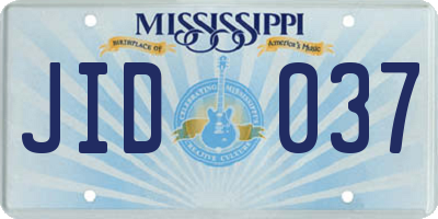 MS license plate JID037