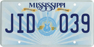 MS license plate JID039