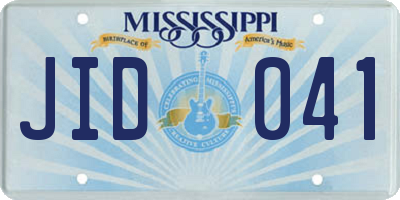 MS license plate JID041