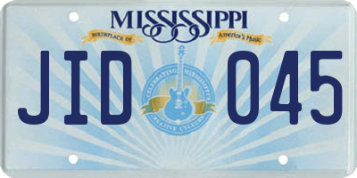 MS license plate JID045