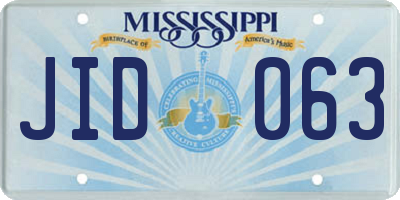 MS license plate JID063