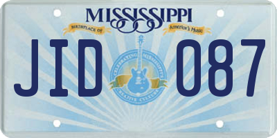 MS license plate JID087