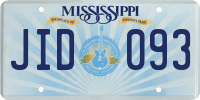 MS license plate JID093