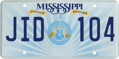 MS license plate JID104