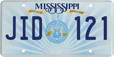 MS license plate JID121