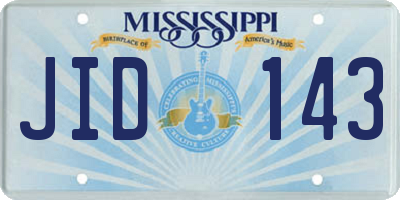 MS license plate JID143