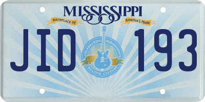 MS license plate JID193