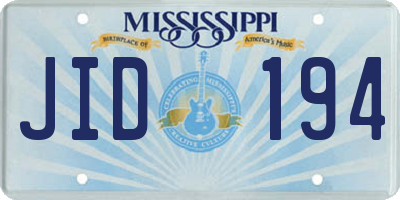 MS license plate JID194