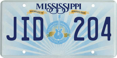 MS license plate JID204