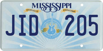 MS license plate JID205