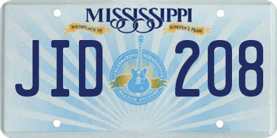 MS license plate JID208