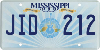 MS license plate JID212