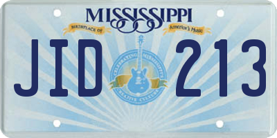MS license plate JID213