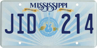 MS license plate JID214