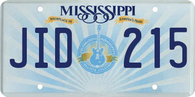 MS license plate JID215