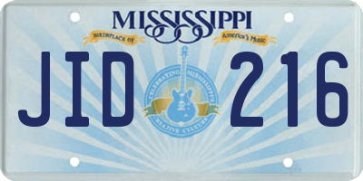MS license plate JID216