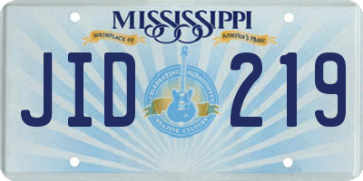 MS license plate JID219