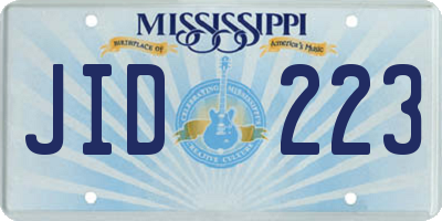 MS license plate JID223
