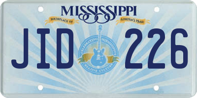 MS license plate JID226
