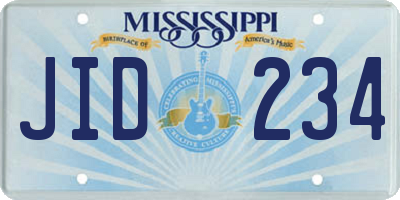 MS license plate JID234