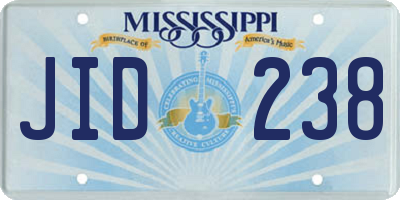 MS license plate JID238