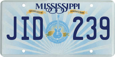 MS license plate JID239
