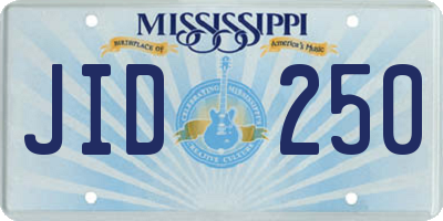 MS license plate JID250