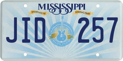 MS license plate JID257