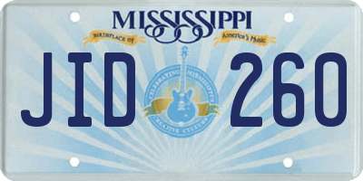 MS license plate JID260