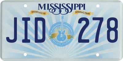 MS license plate JID278