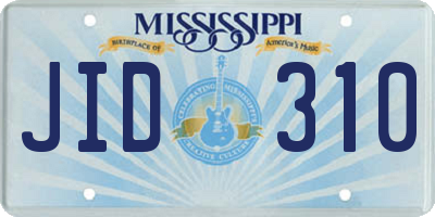 MS license plate JID310
