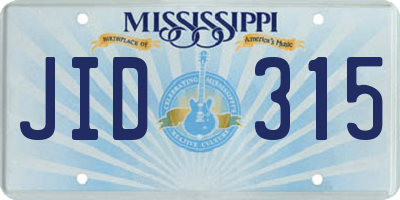 MS license plate JID315