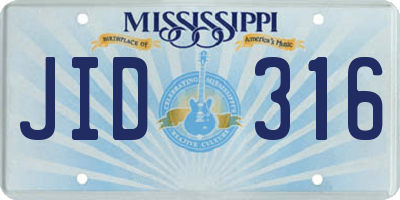 MS license plate JID316