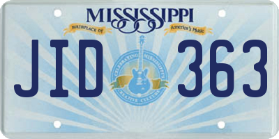 MS license plate JID363