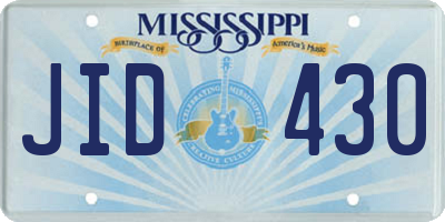 MS license plate JID430
