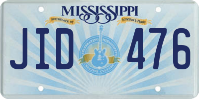 MS license plate JID476