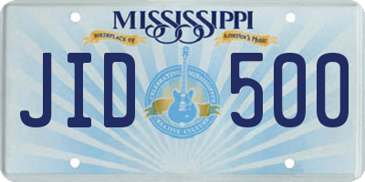 MS license plate JID500