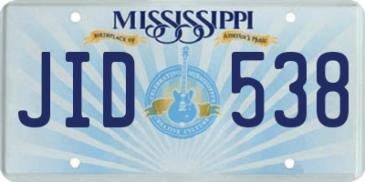 MS license plate JID538