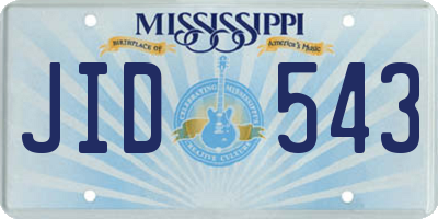 MS license plate JID543