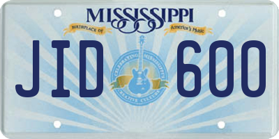MS license plate JID600