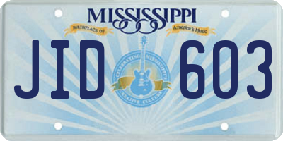 MS license plate JID603